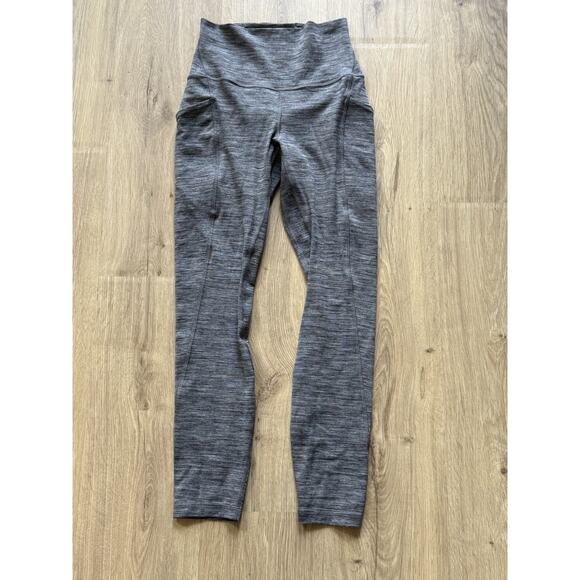 Lululemon High Rise Pockets Workout Leggings Women’s Size 4 Heather Gray - Picture 1 of 7
